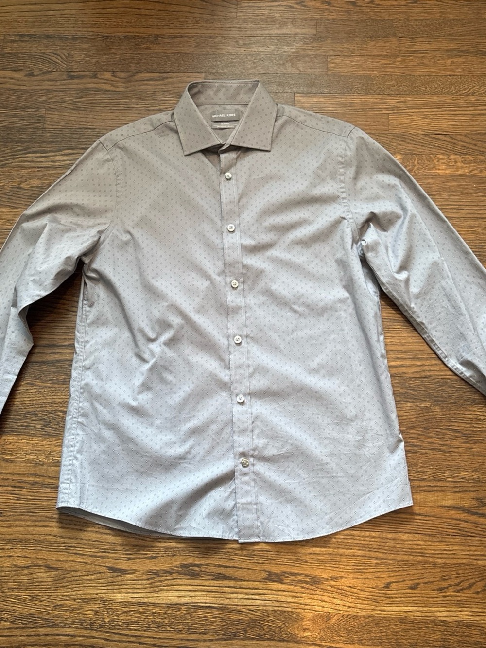 Michael Kors Men's Gray Micro-Print Dress Shirt